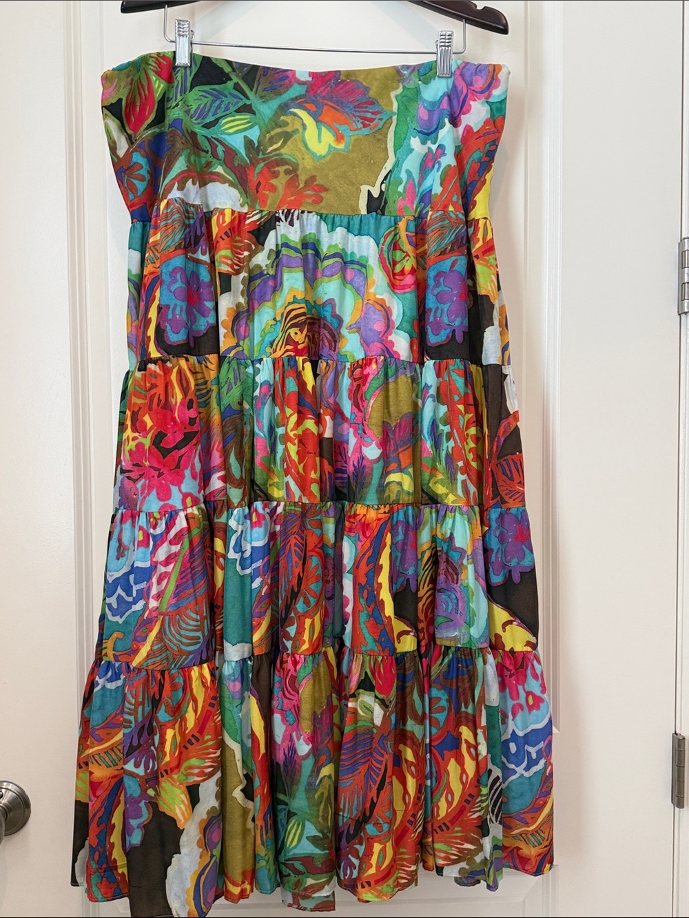 Ralph Lauren Boho Multicolor Floral Tiered Skirt. Size XL